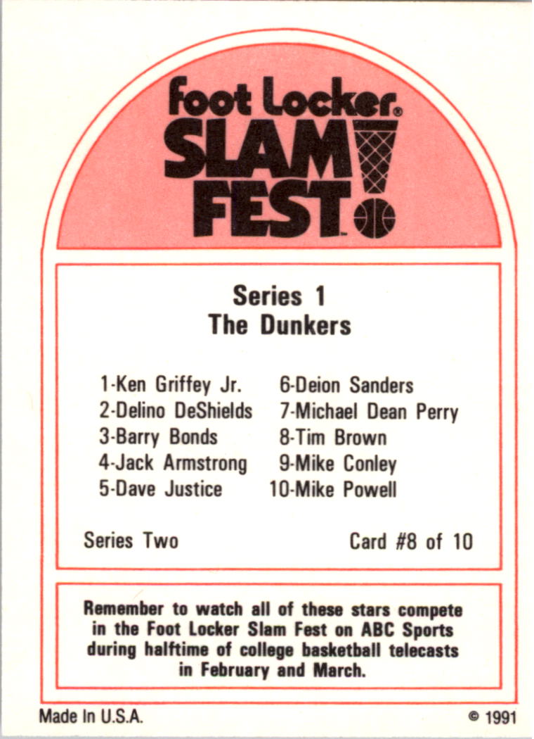 1991 Foot Locker Slam Fest #2-8 Series 1 Checklist/The Dunkers back image