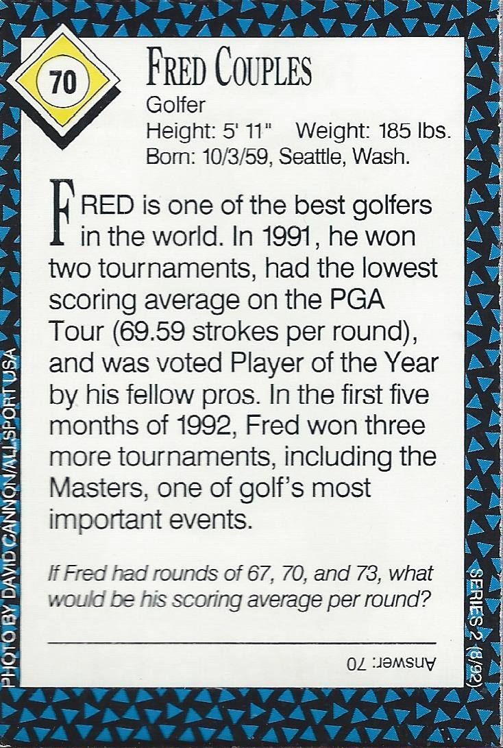 1992 Sports Illustrated for Kids II #70 Fred Couples/Golfing back image