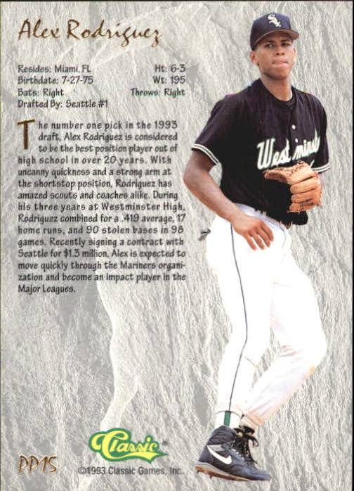 1993 Classic Four Sport Power Pick Bonus #PP15 Alex Rodriguez
