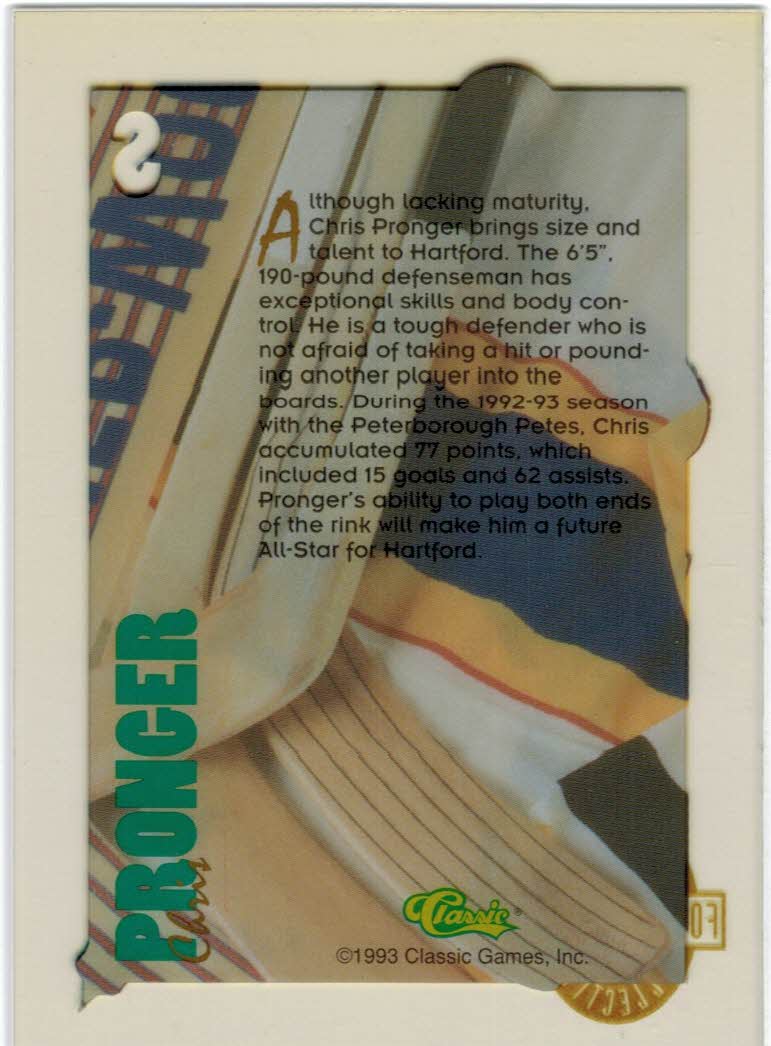 1993 Classic Four Sport Acetates #12 Chris Pronger back image