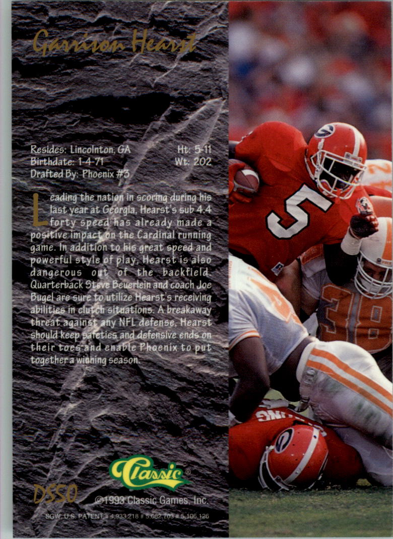 1993 Classic Four Sport Chromium Draft Stars #DS50 Garrison Hearst back image