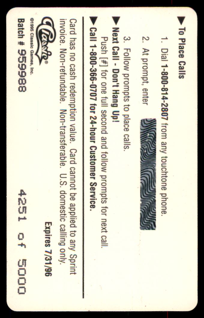 1995 Assets Gold Phone Cards $5 #4 Nolan Ryan back image