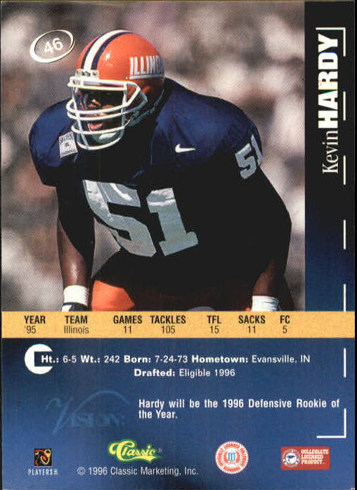 1996 Visions Signings #46 Kevin Hardy back image