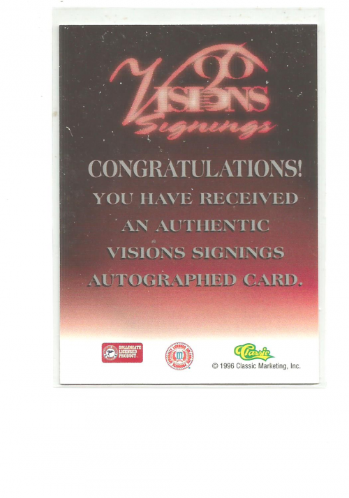 1996 Visions Signings Autographs Gold #9 Junior Burrough back image
