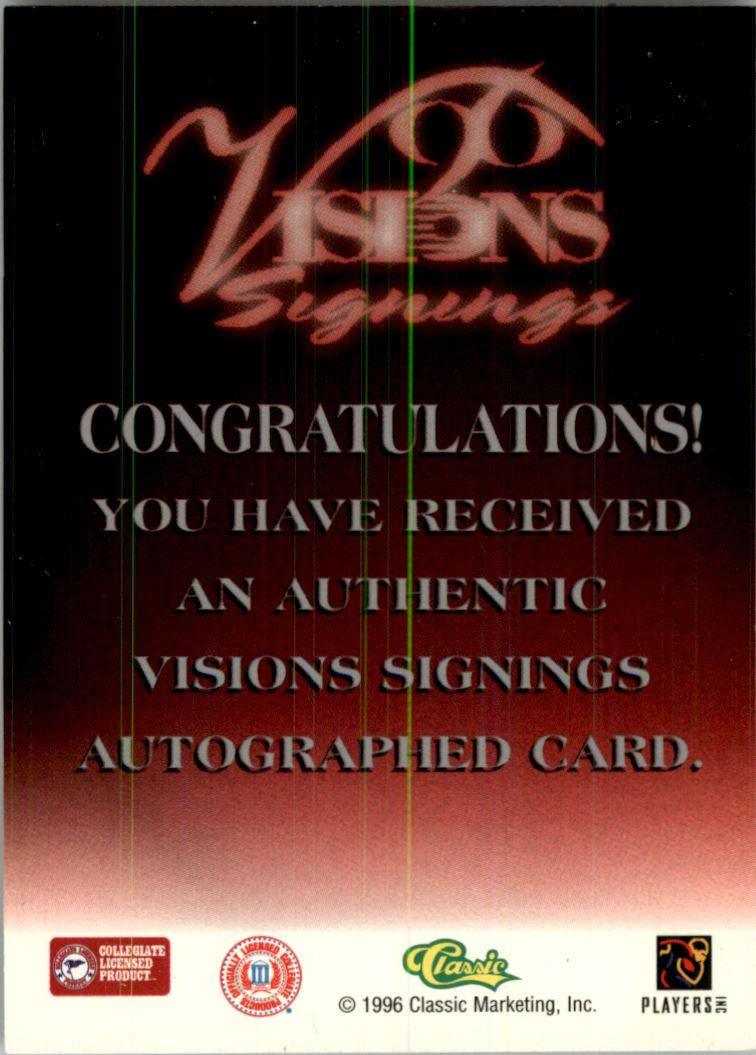 1996 Visions Signings Autographs Gold #12 Sedric Clark back image