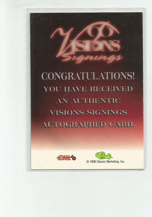 1996 Visions Signings Autographs Gold #35 Henry Kuster back image