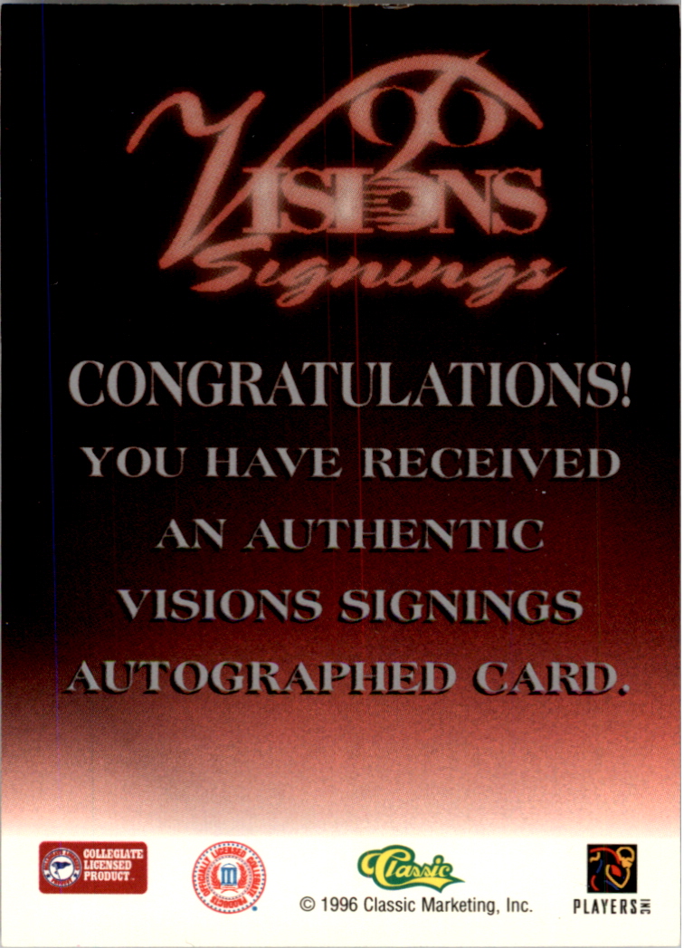 1996 Visions Signings Autographs Gold #41 Alex Molden back image