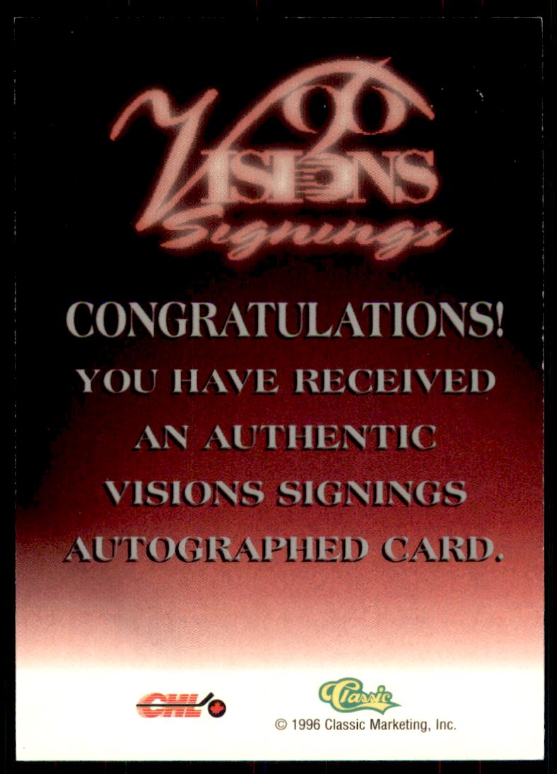 1996 Visions Signings Autographs Gold #50 Geoff Peters back image