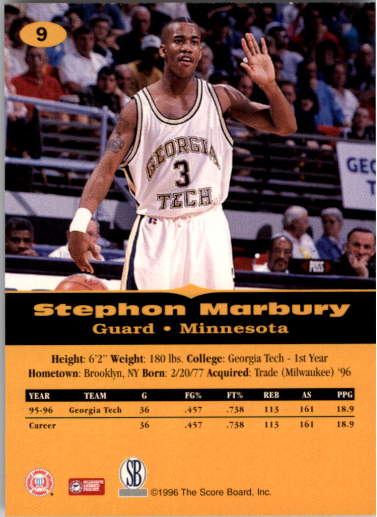 1996-97 Score Board All Sport PPF Gold #9 Stephon Marbury back image