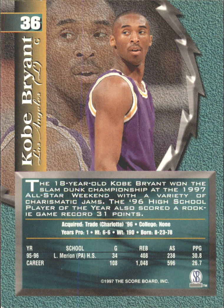 1997 Score Board Talk N' Sports #36 Kobe Bryant back image