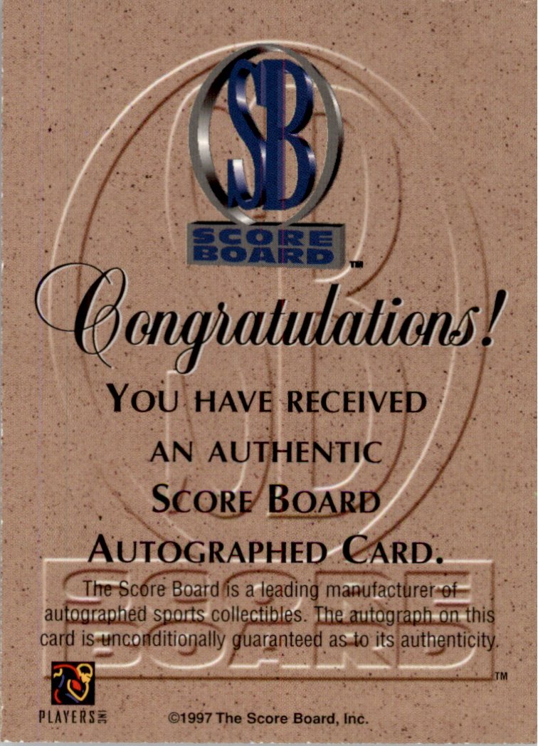 1997-98 Score Board Autographed Collection Autographs #20 Antowain Smith FB back image