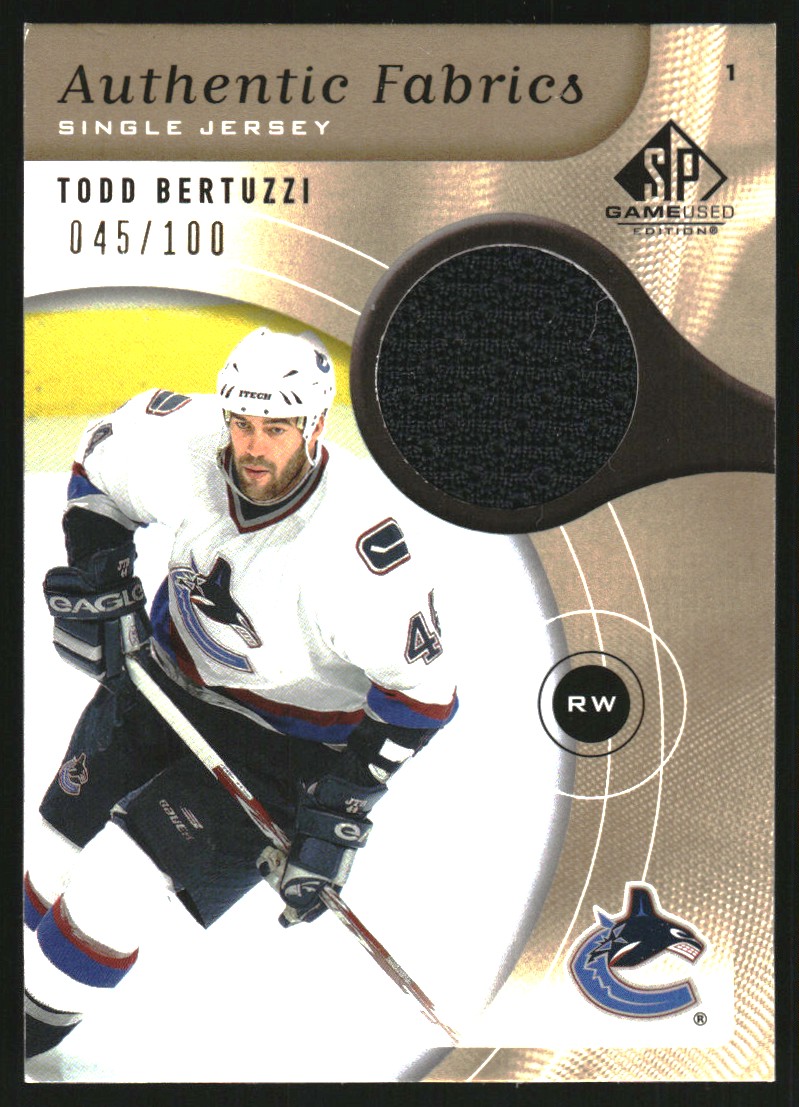 2005-06 SP Game Used Authentic Fabrics Gold #AFTB Todd Bertuzzi
