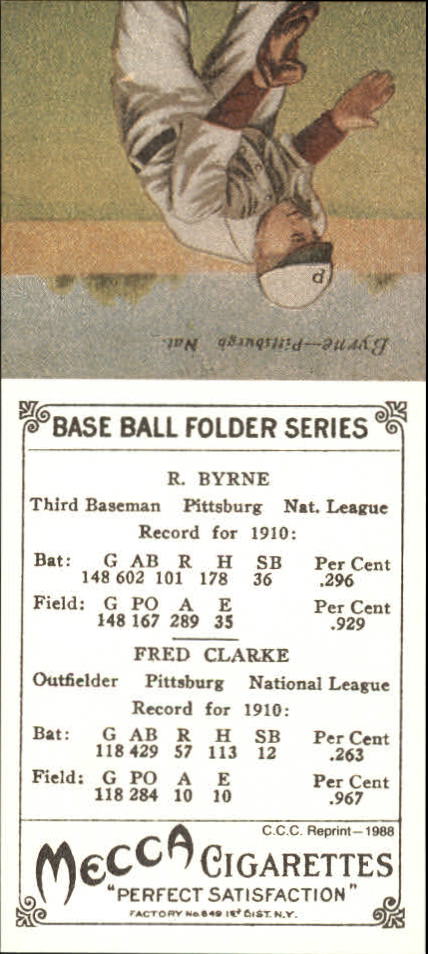 1911 Mecca Double Folders T201 #8 Fred Clarke/Bobby Byrne back image