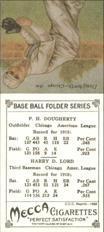 1911 Mecca Double Folders T201 #32 Harry Lord/Patsy Dougherty back image