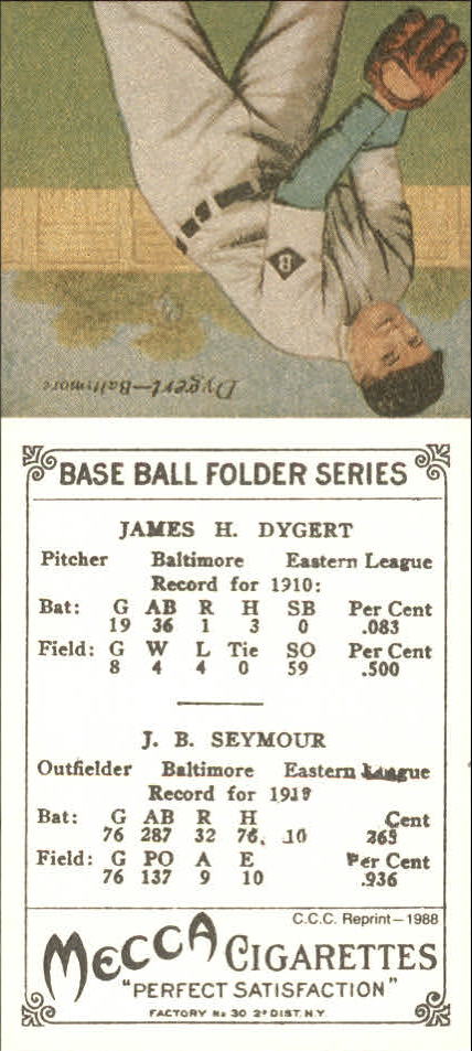 1911 Mecca Double Folders T201 #41 Cy Seymour/Jimmy Dygert back image