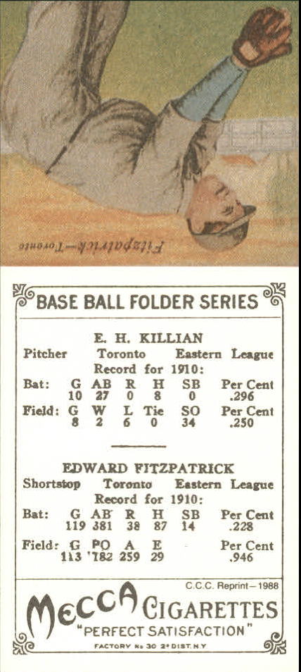 1911 Mecca Double Folders T201 #23 E.H. Killian/Edward Fitzpatrick back image
