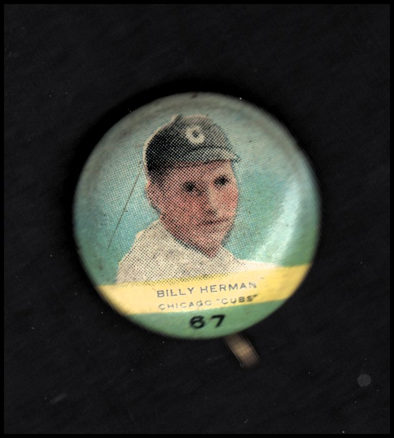 1932-34 Orbit Gum Pins Numbered #67 Billy Herman