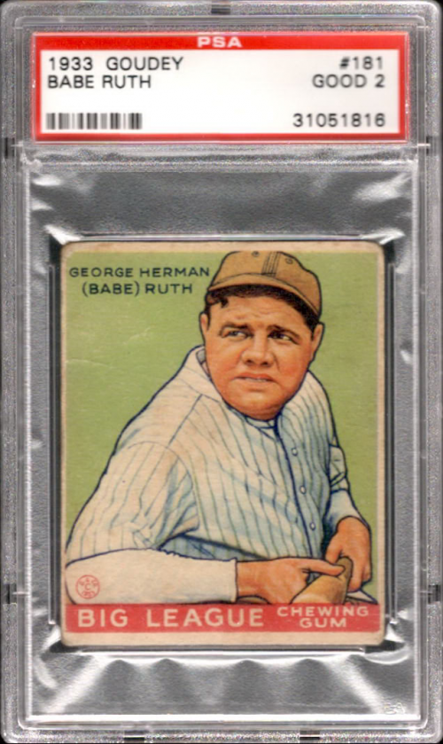 Graded Babe Ruth 1933 Goudey 149 Reprint Baseball Card 