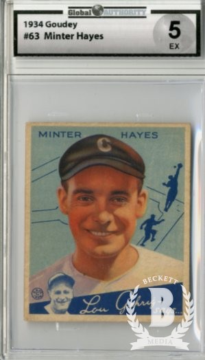 1934 Goudey #63 Minter Hayes RC