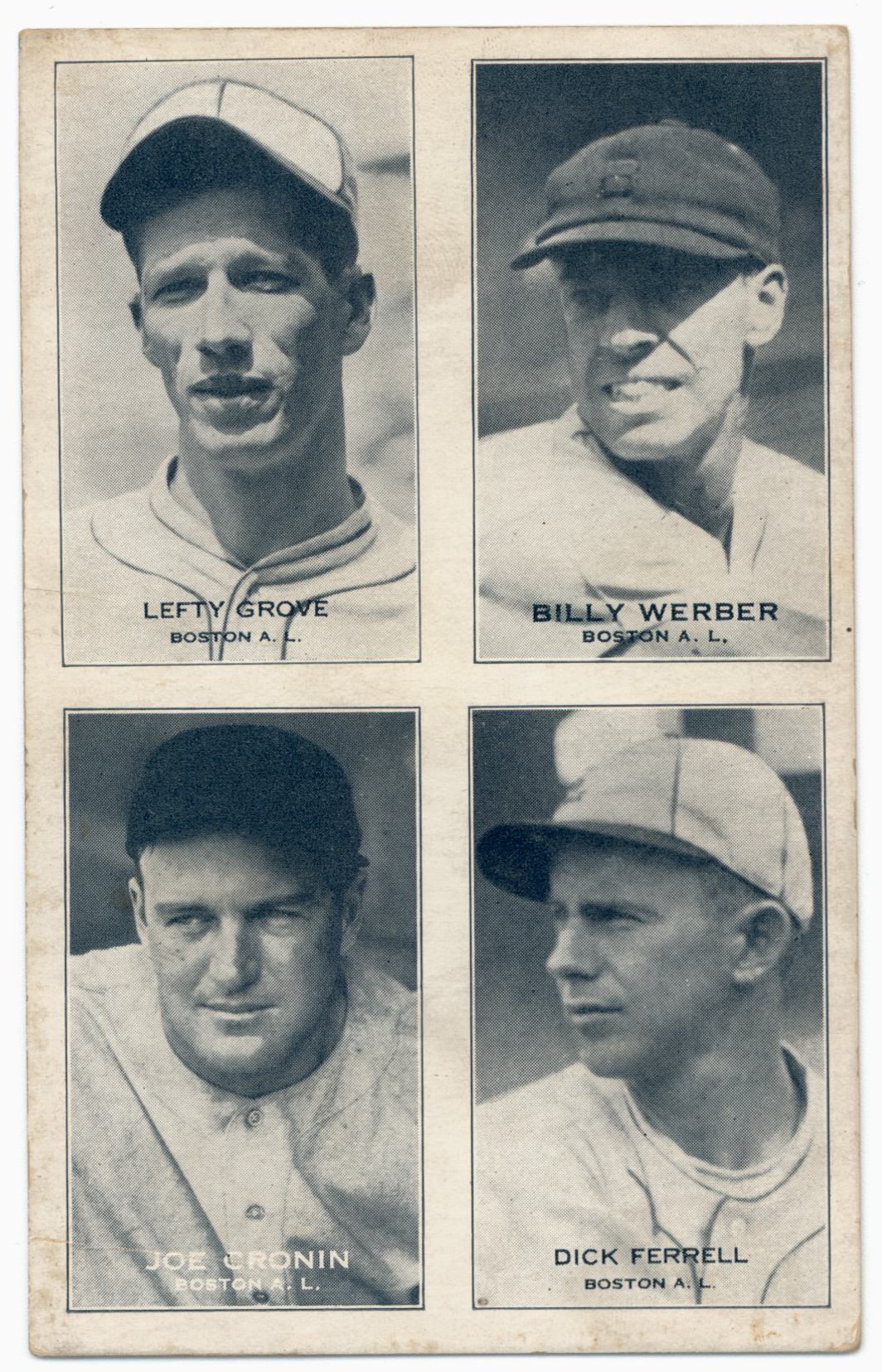 1935 Exhibits Four-in-One W463-5 #9 Boston Red Sox/Lefty Grove/Billy Werber/Joe Cronin/Rick Ferrell