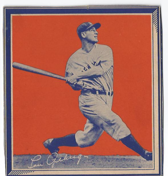 1935 Wheaties BB1 #13 Lou Gehrig/batting follow/through
