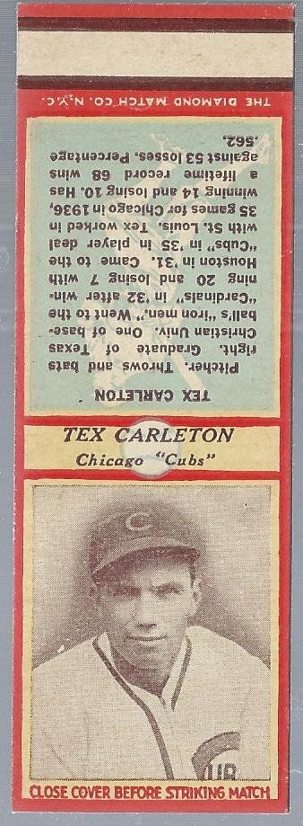 1935-36 Diamond Match Co. Series 3 Type 1 #26 Tex Carleton
