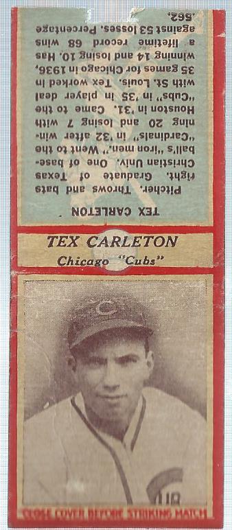 1936 Diamond Match Co. Series 3 Type 2 #2 Tex Carleton