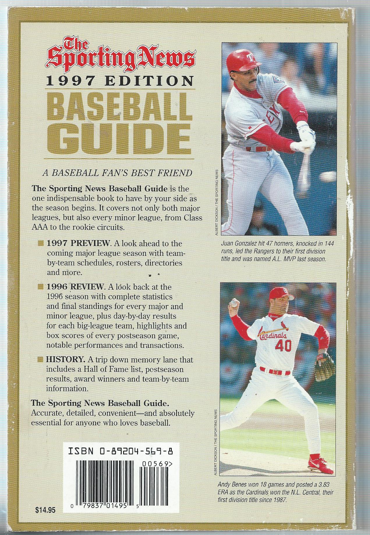 1942-99 The Sporting News Baseball Guide #1997 John Smoltz back image