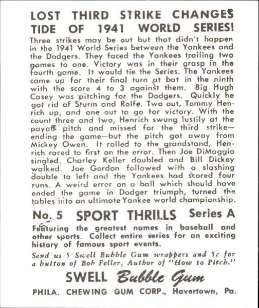 1948 Swell Sport Thrills #5 Three Strikes Not Out:/Lost Third Strike/Changes back image