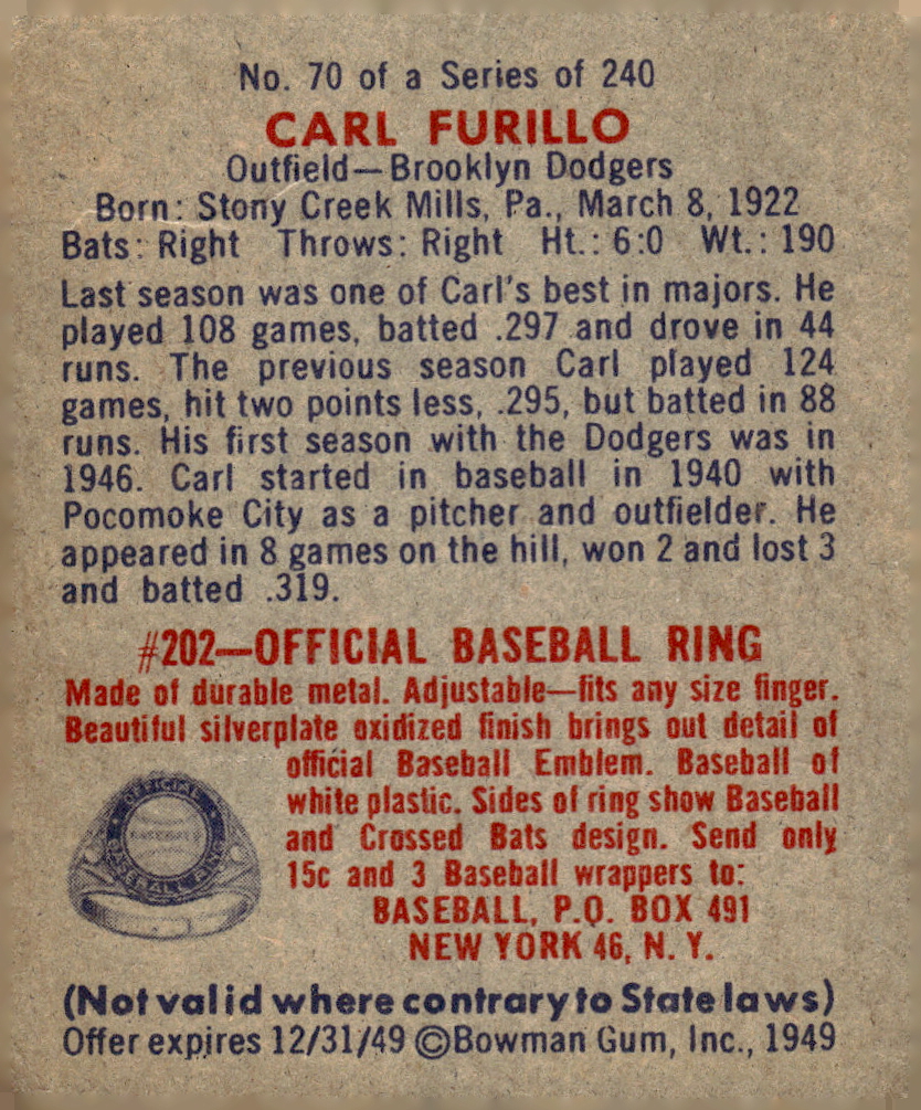 1949 BOWMAN BASEBALL ASSORTED SINGLES U-PICK - Bild 9 von 17