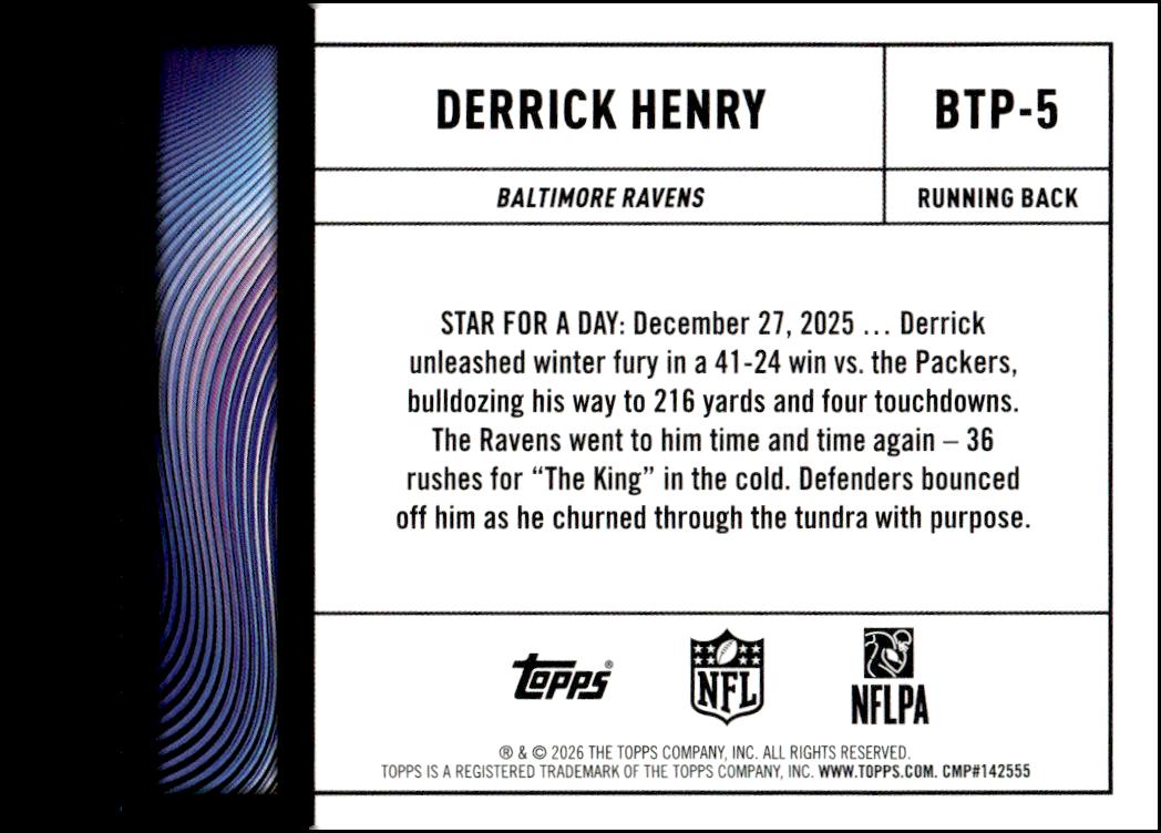 2026 Topps Big Ticket Players #BTP5 Derrick Henry back image