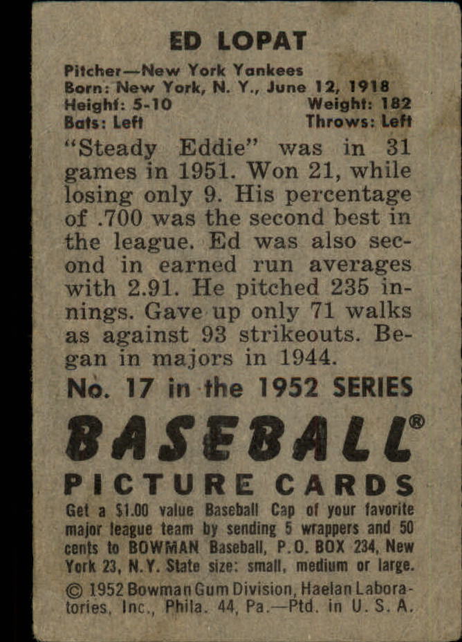 1952 BOWMAN BASEBALLL ASSORTED SINGLES U-PICK - Picture 9 of 81