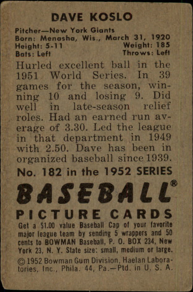 1952 BOWMAN BASEBALLL ASSORTED SINGLES U-PICK - Picture 65 of 81