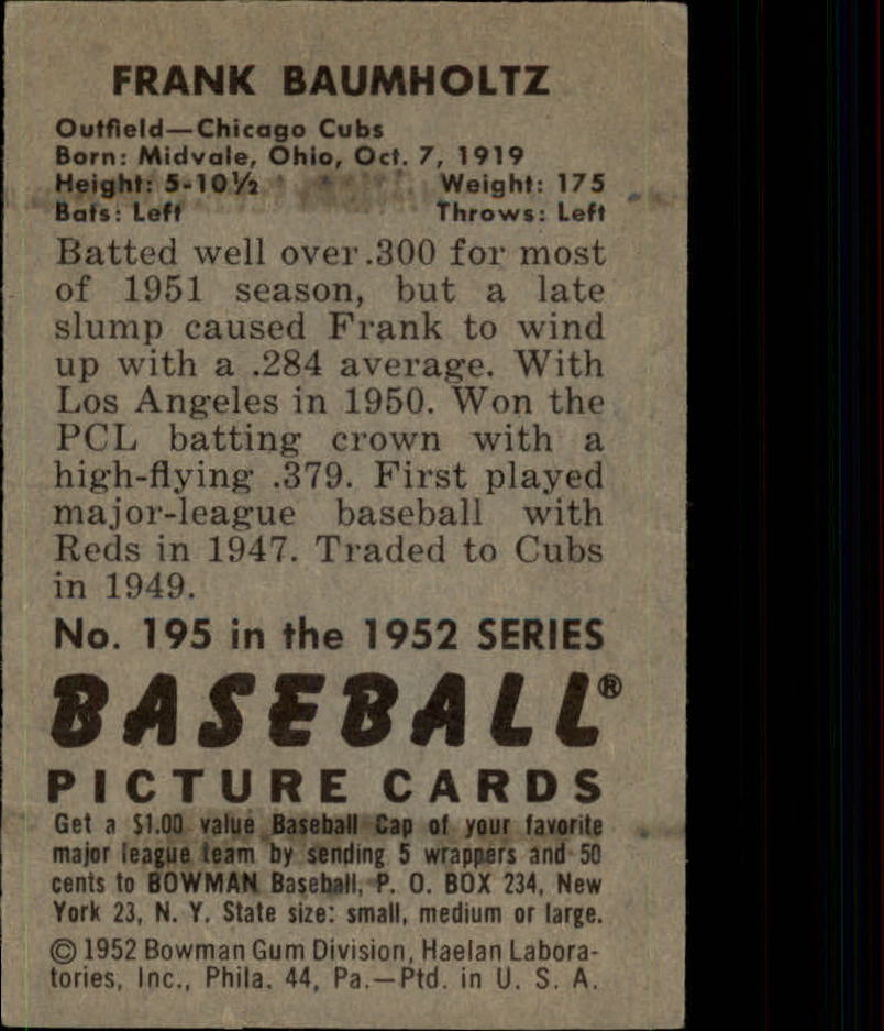 1952 BOWMAN BASEBALLL ASSORTED SINGLES U-PICK - Picture 67 of 81