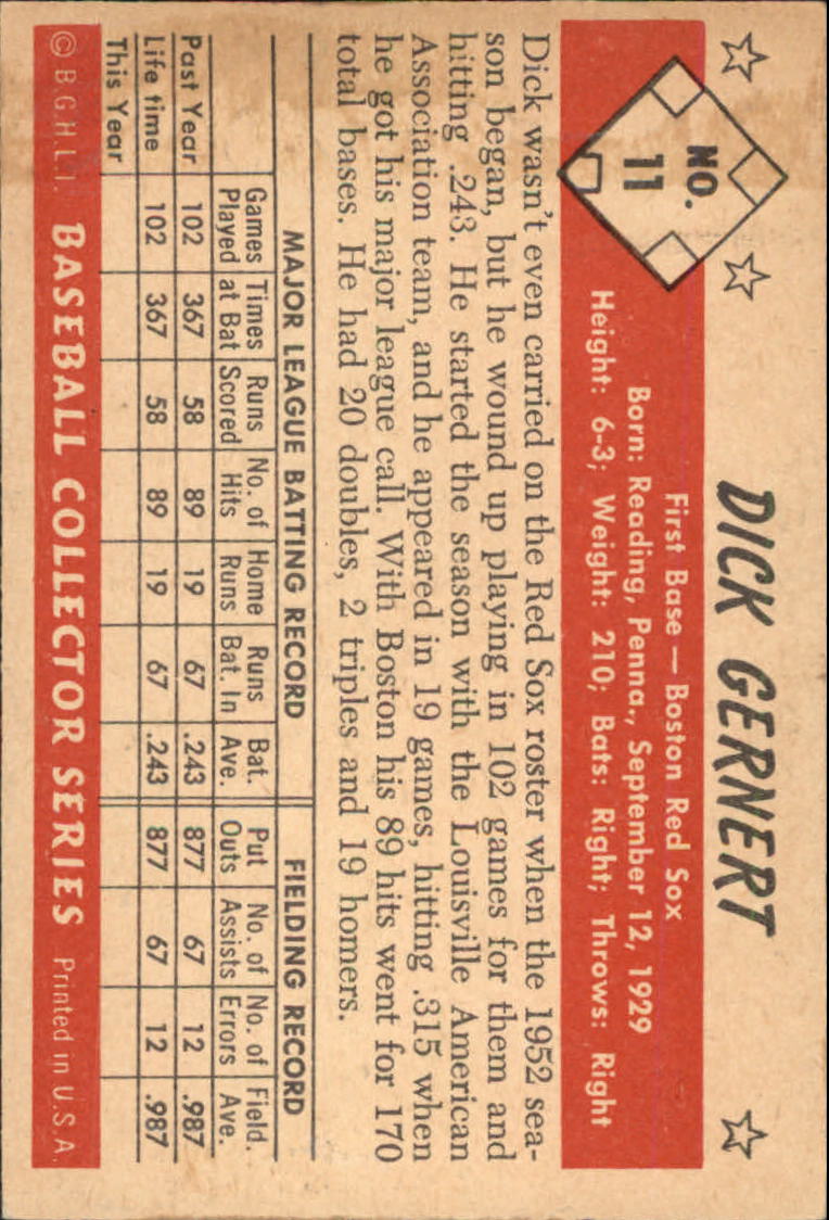 1953 Bowman Black and White #11 Dick Gernert back image