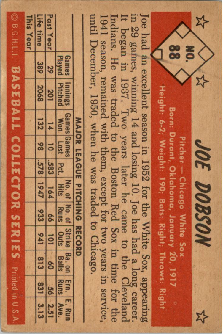 1953 Bowman Color #88 Joe Dobson - VG