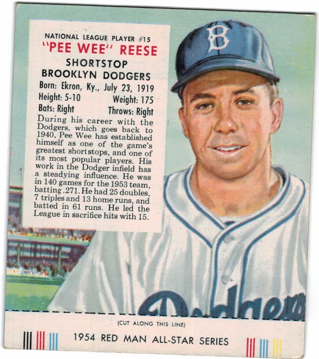 1954 Red Man #NL15 Pee Wee Reese