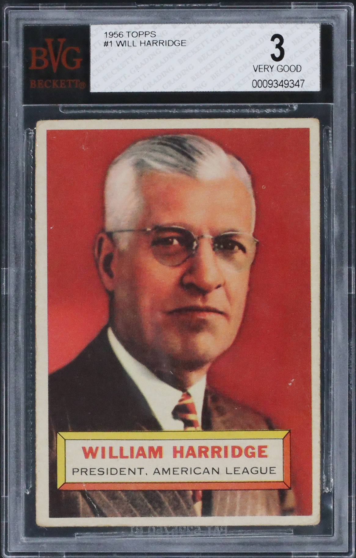 1956 Topps #1 Will Harridge PRES