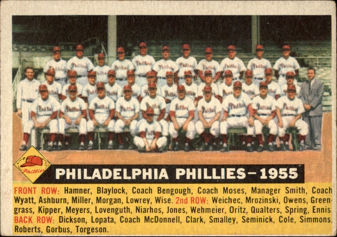 1956 Topps #72B Philadelphia Phillies TC/Dated 1955