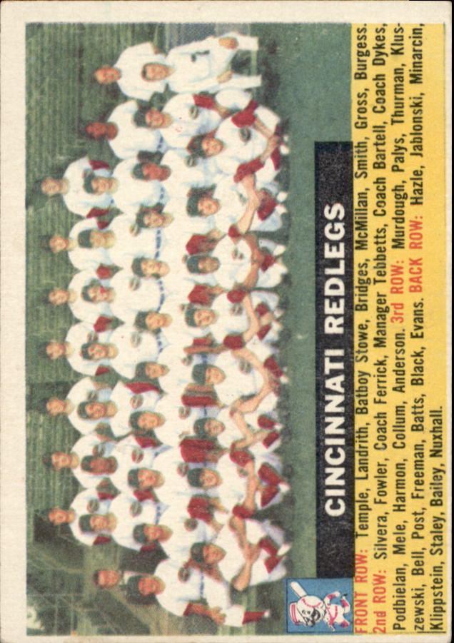 1956 Topps #90A Cincinnati Redleg TC/Centered