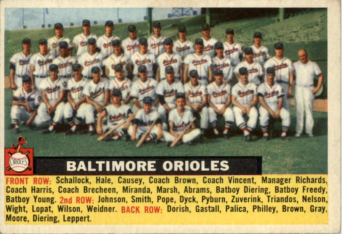 1956 Topps #100D Baltimore Orioles TC GB
