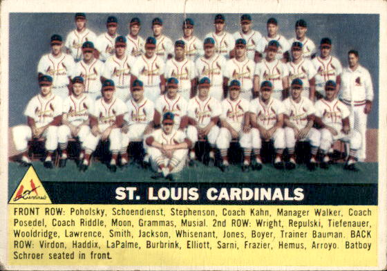 1956 Topps #134A St. Louis Cardinals TC WB