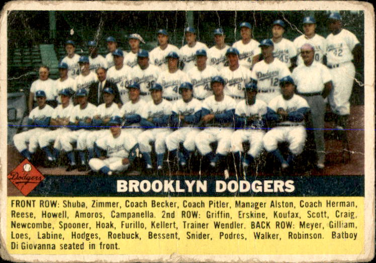 1956 Topps #166 Brooklyn Dodgers TC