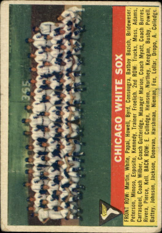 1956 Topps #188 Chicago White Sox TC