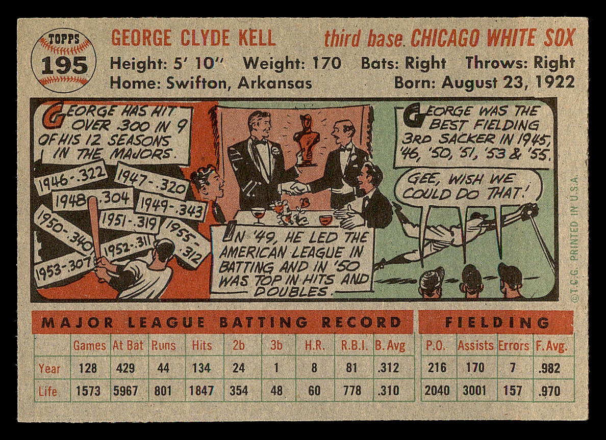 1956 Topps #195 George Kell back image
