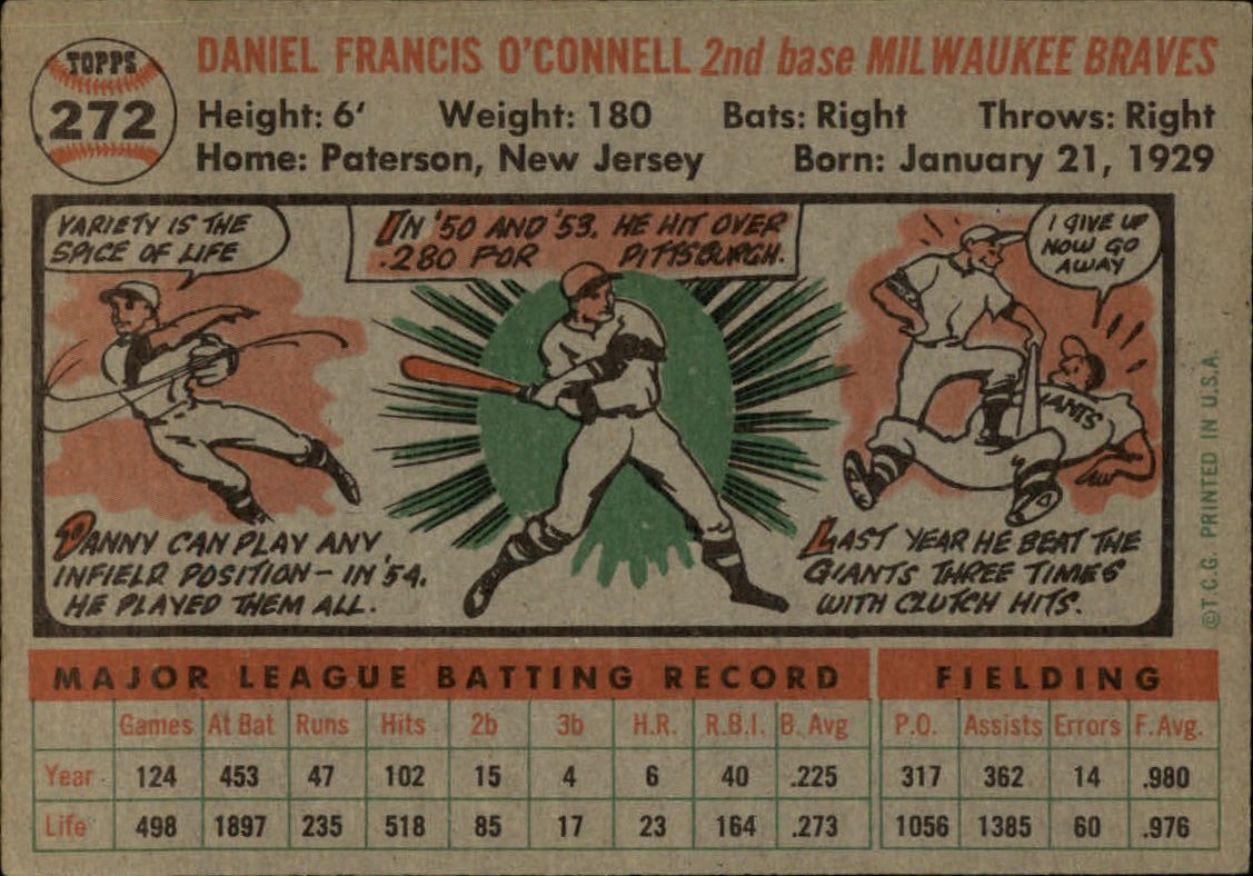 1956 Topps #272 Danny O'Connell back image