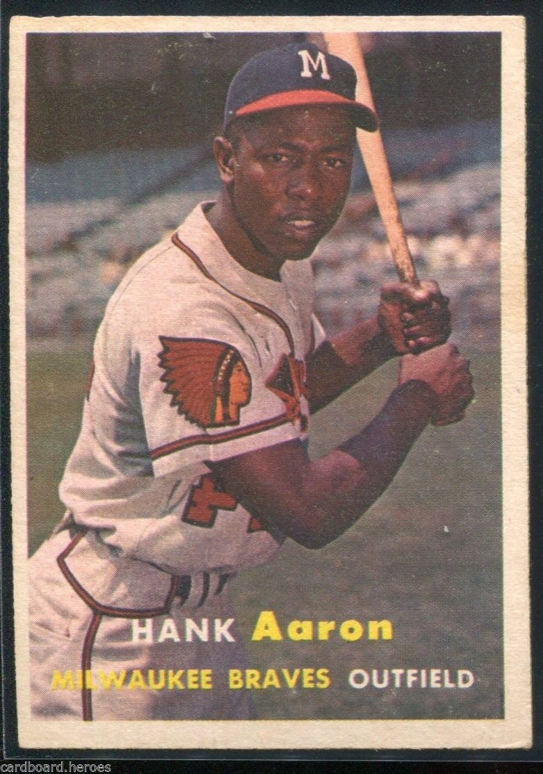 1957 Topps #20 Hank Aaron UER/Reverse negative/photo on front