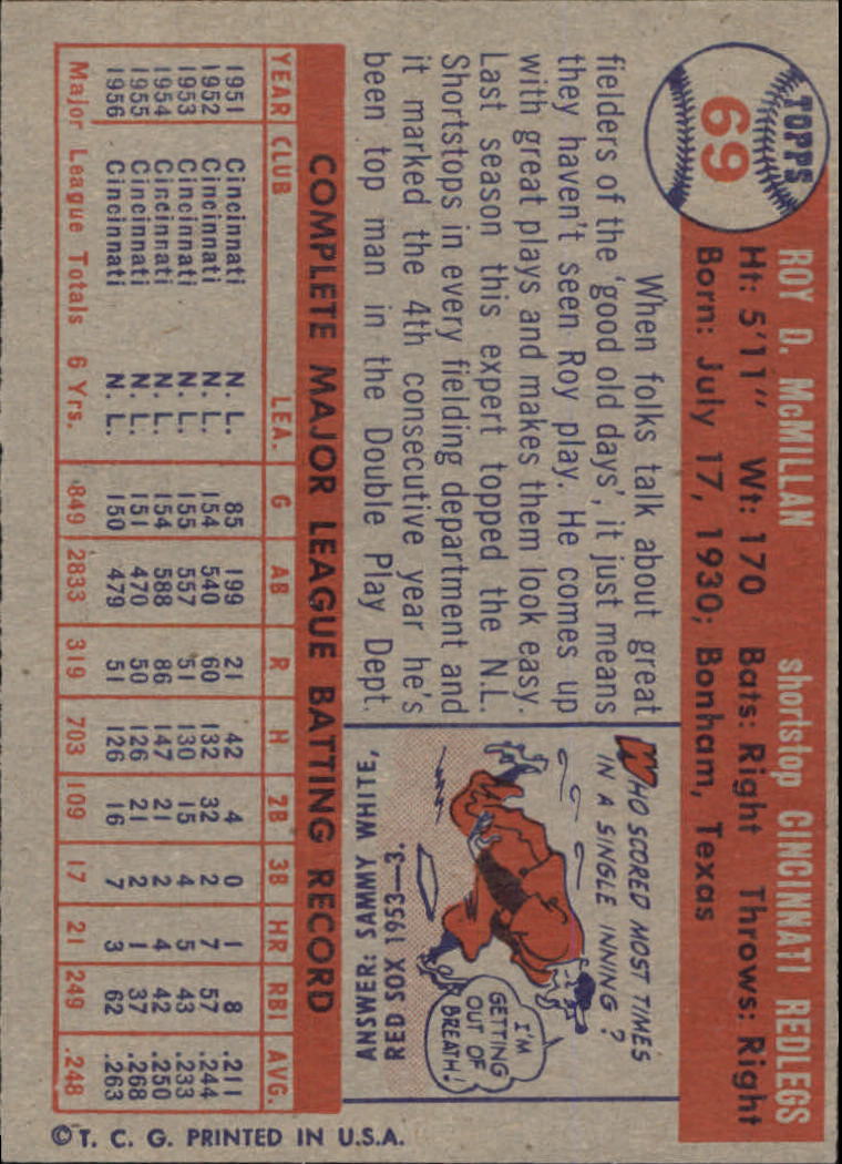 1957 Topps #69 Roy McMillan - EX