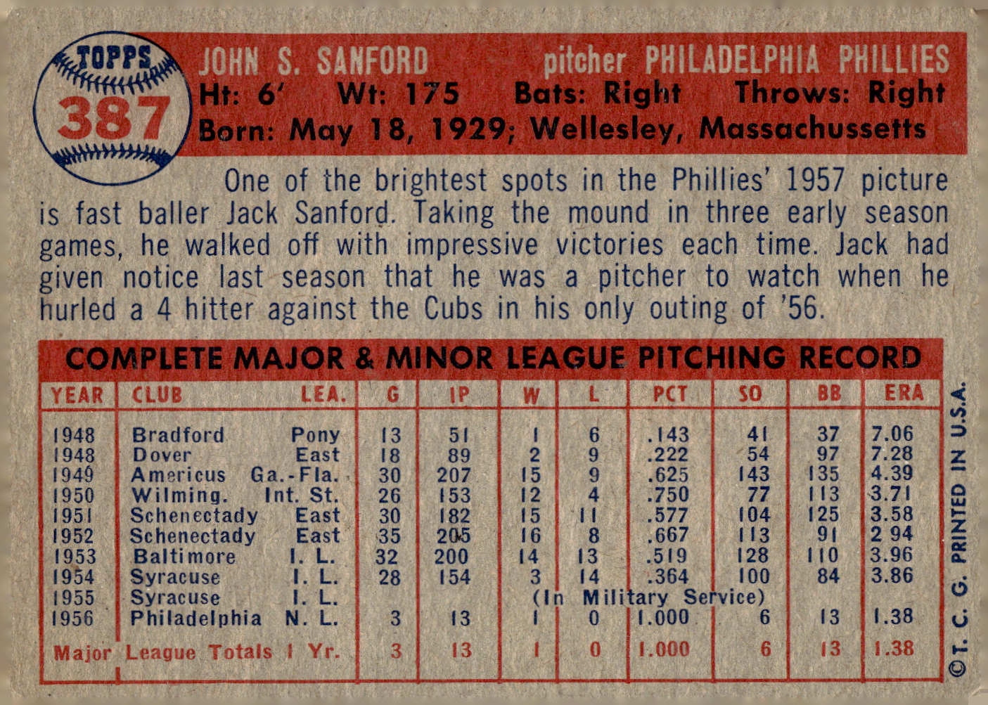 1957 TOPPS BASEBALL ASSORTED SINGLES U-PICK #326-406 - Picture 159 of 217