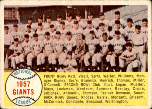 1958 Topps #19 San Francisco Giants TC